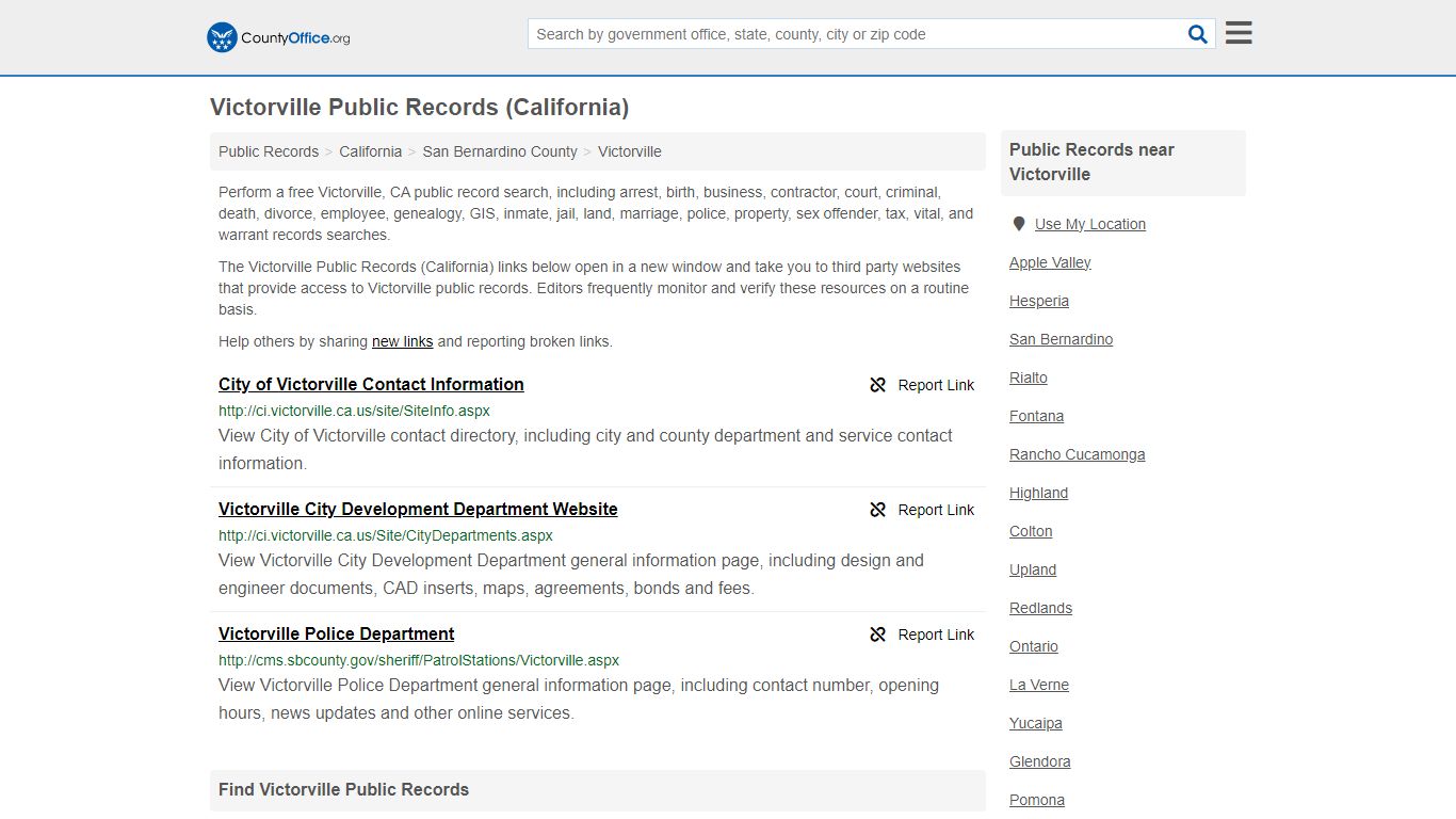Public Records - Victorville, CA (Business, Criminal, GIS, Property ...